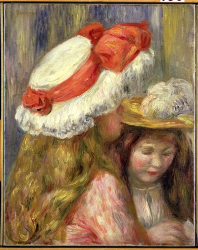 Zwei Mädchen mit Hüten, ca. 1890 von Pierre Auguste Renoir
